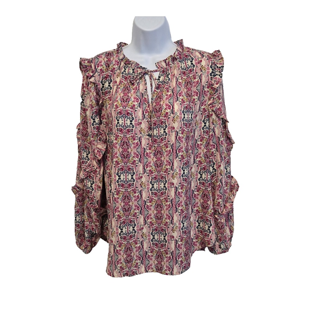 Loft Outlet Women's Blouse Ruffle Trim‎ Long Sleeve Size Medium